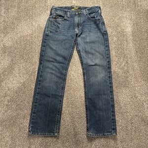 Ariat Rebar M5 Slim Straight Jeans Mens 32x32 Blue Dark Wash Denim Cowboy Work